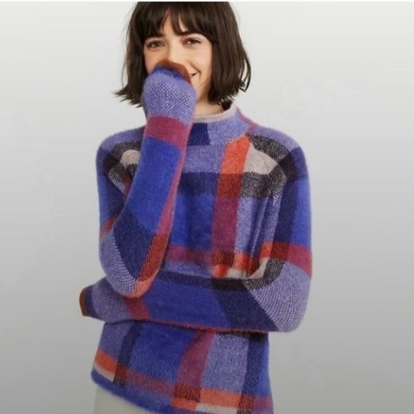 Ann Taylor Plaid Mock Neck Sweater - Picture 2 of 6